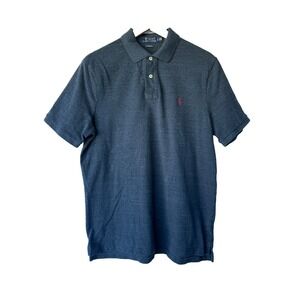 Polo Ralph Lauren Shirt Mens Large Classic Fit Gray Red Pony Preppy Short Sleeve
